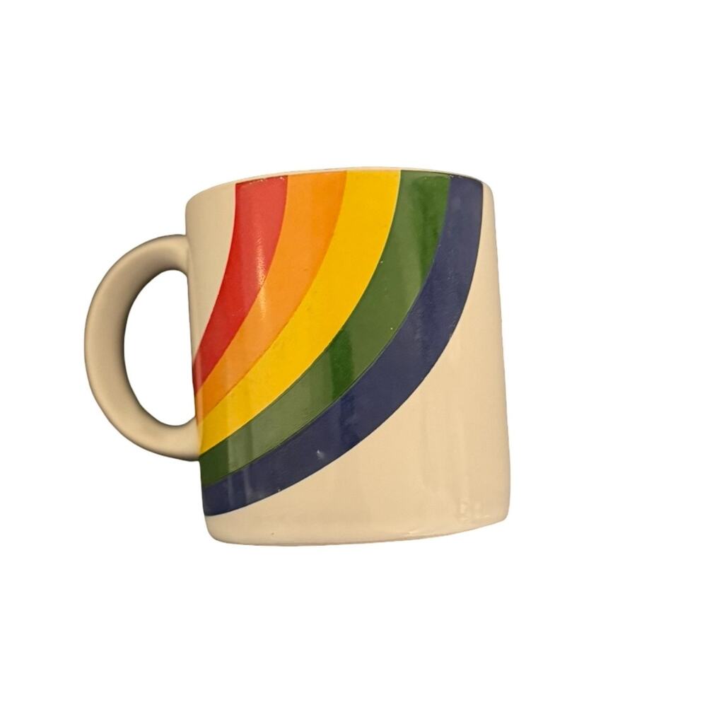 Rainbow Coffee Mug Retro Color Arc Ceramic PRIDE Happy Love Peace Vintage 1984